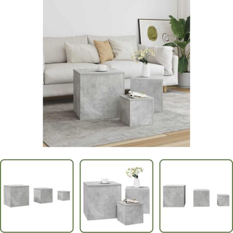Mesa de noche -  Mesas auxiliares 3 piezas aglomerado gris hormigón