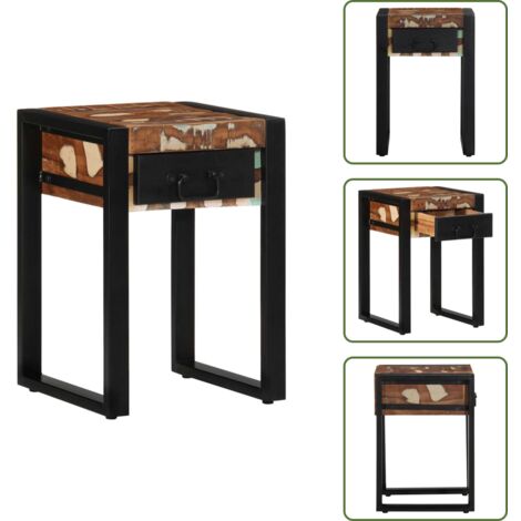 Mesa de noche - vidaXL Mesa auxiliar multicolor 35x35x50 cm madera maciza reciclada - Mesa de lectura