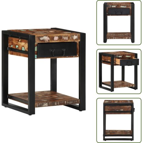 Mesa de noche - vidaXL Mesa auxiliar multicolor 40x40x50 cm madera maciza reciclada - Mesa de lectura