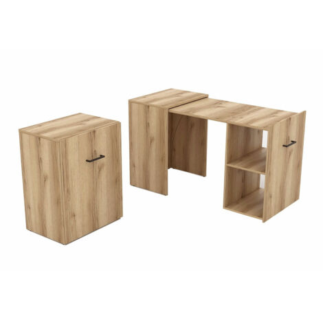 Mesa de oficina Austin 304, Roble claro, Número de puertas: 0, Número de cajones: 0, 75x60x42cm