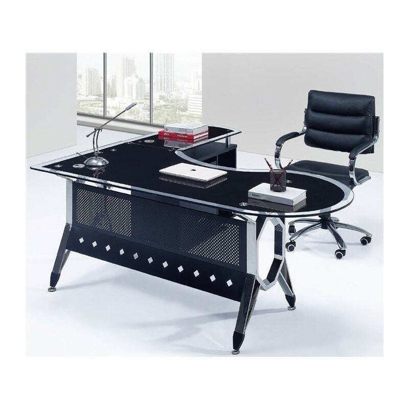 

Mesa de oficina COLOGNE, mueble a derecha, cristal, 180x85 cms