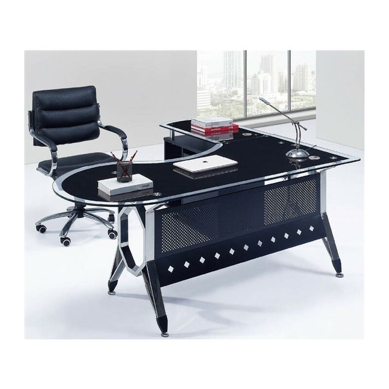 

Mesa de oficina COLOGNE, mueble a izquierda, cristal, 180x85 cms