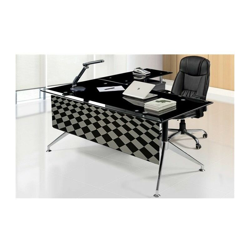 

Mesa de oficina GORT, mueble a derecha, cristal, 180x85 cms