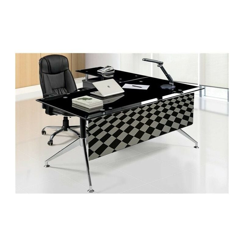 

Mesa de oficina GORT, mueble a izquierda, cristal, 180x85 cms