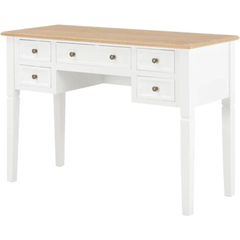Mesa de oficina mueble de trabajo informático madera blanca 109,5 cm
