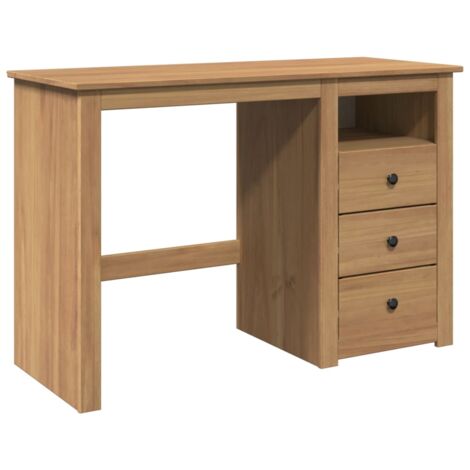 Mesa de oficina puesto de trabajo mueble ordenador estudio Panamá 112 x 45 x 75 cm madera maciza de pino marrón 020023930