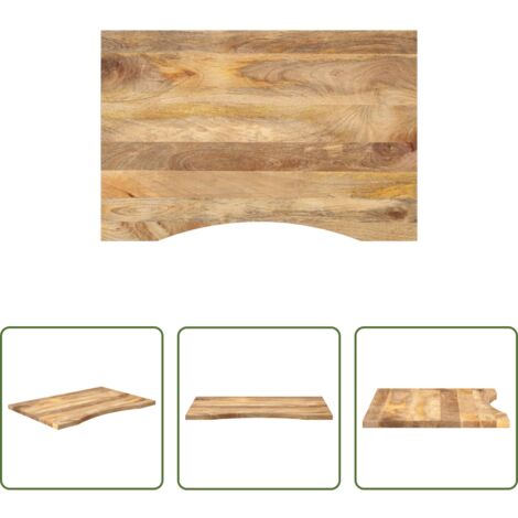 Mesa de oficina -  Tablero de escritorio con curva madera mango rugosa 90x50x2,5cm
