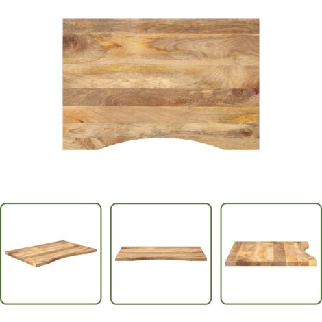 Mesa de oficina -  Tablero escritorio con curva madera mango rugosa 100x50x2,5 cm
