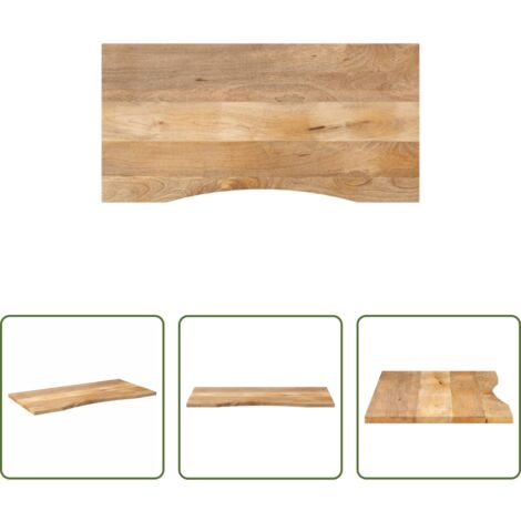 Mesa de oficina -  Tablero escritorio con curva madera mango rugosa 120x60x2,5 cm