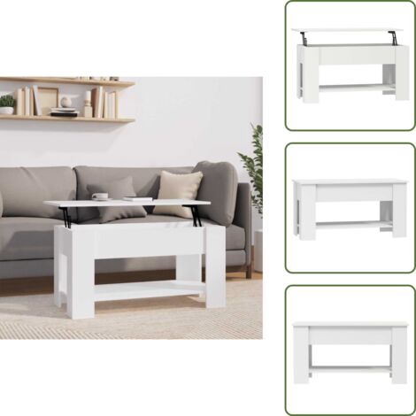 Mesa de ordenador - vidaXL Mesa de centro madera de ingeniería blanco 101x49x52 cm - Madera contrachapada