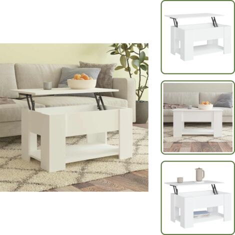 Mesa de ordenador - vidaXL Mesa de centro madera de ingeniería blanco 79x49x41 cm - Madera contrachapada