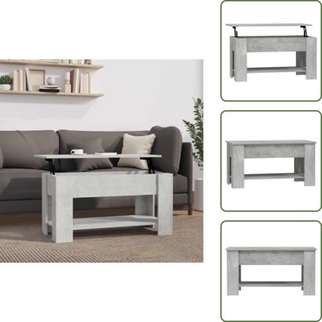 Mesa de ordenador - vidaXL Mesa de centro madera de ingeniería gris hormigón 101x49x52 cm - Madera contrachapada