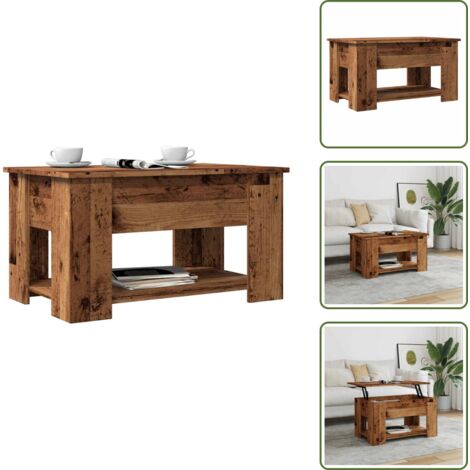 Mesa de ordenador - vidaXL Mesa de centro madera de ingeniería madera antigua 79x49x41 cm - Madera de ingeniería