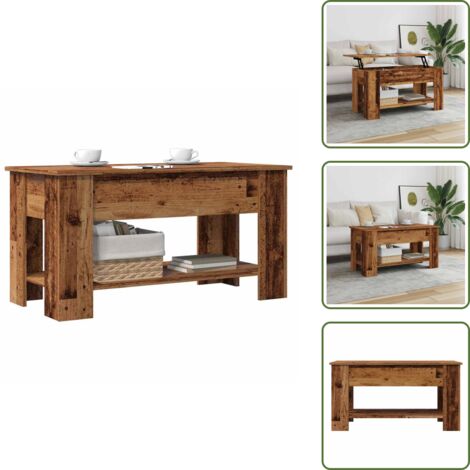 Mesa de ordenador - vidaXL Mesa de centro madera de ingeniería madera vieja 101x49x52 cm - Madera envejecida