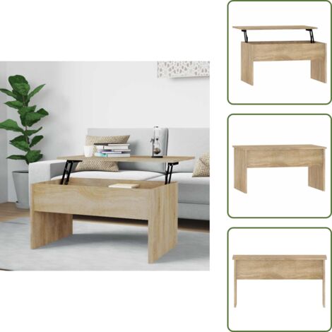 Mesa de ordenador - vidaXL Mesa de centro madera ingeniería roble Sonoma 80x50,5x41,5 cm - Madera contrachapada