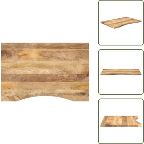 Mesa de ordenador - vidaXL Tablero de escritorio con curva madera mango rugosa 90x50x2,5cm - Madera de mango