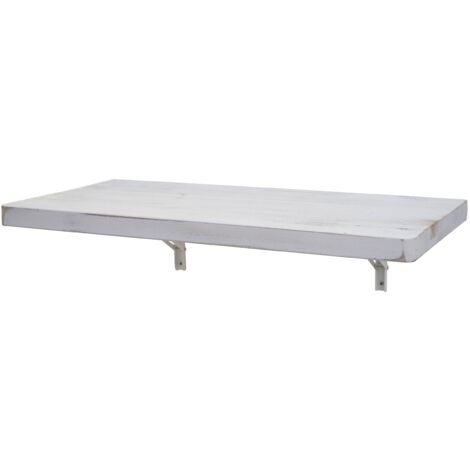 Mesa de pared de cocina plegable de madera maciza estante plegable 100x50cm blanco envejecido 040005090
