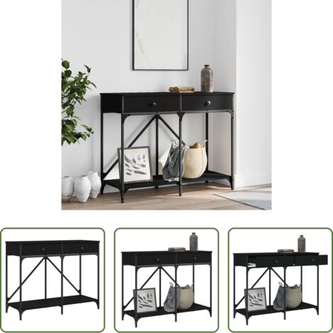 Mesa de pasillo -  Mesa consola madera de ingeniería negra 100x39x78,5 cm