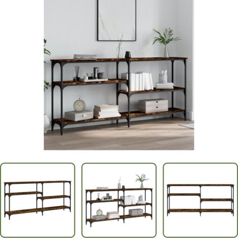 Mesa de pasillo -  Mesa consola madera de ingeniería roble ahumado 160x29x75 cm