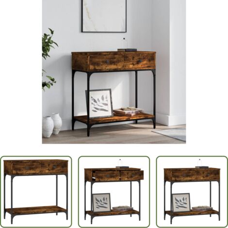 Mesa de pasillo -  Mesa consola madera de ingeniería roble ahumado 75x34,5x75 cm