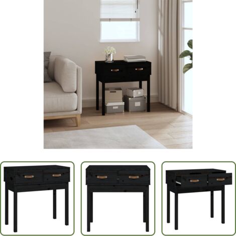 Mesa de pasillo -  Mesa consola madera maciza de pino negro 76,5x40x75 cm