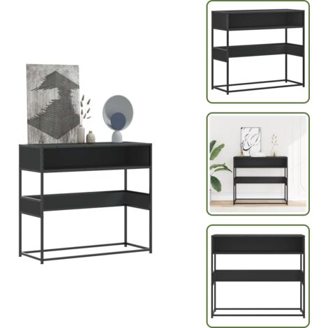 Mesa de pasillo - vidaXL Mesa consola de madera contrachapada negro 90x35x80 cm - Mesa de salón