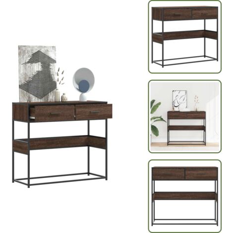 Mesa de pasillo - vidaXL Mesa consola madera de ingeniería marrón roble 90x35x80 cm - Mesa de salón