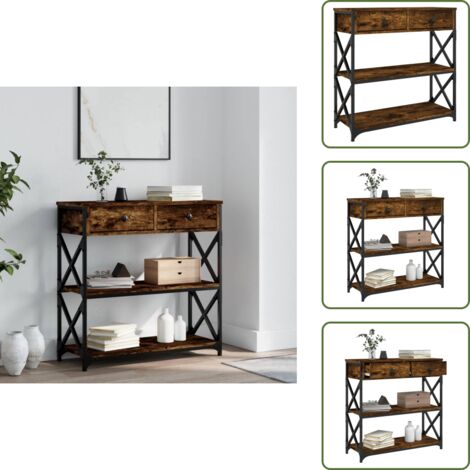 Mesa de pasillo - vidaXL Mesa consola madera de ingeniería roble ahumado 75x28x75 cm - Almacenamiento