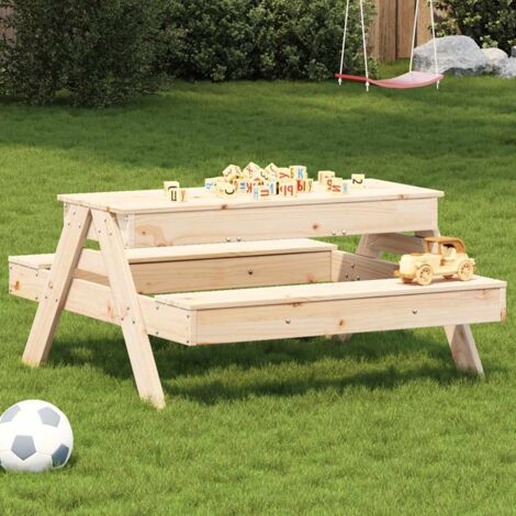 Mesa de pícnic con arenero para niños madera maciza de pino