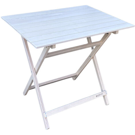 Mesa de picnic de madera lavada en blanco de 100 x 60 cm