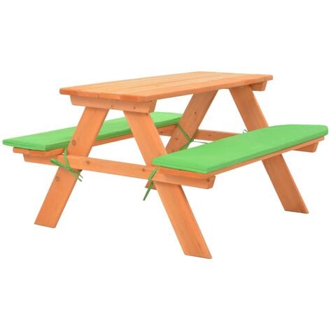 Mesa de pícnic infantil con bancos madera de abeto 89x79x50 cm