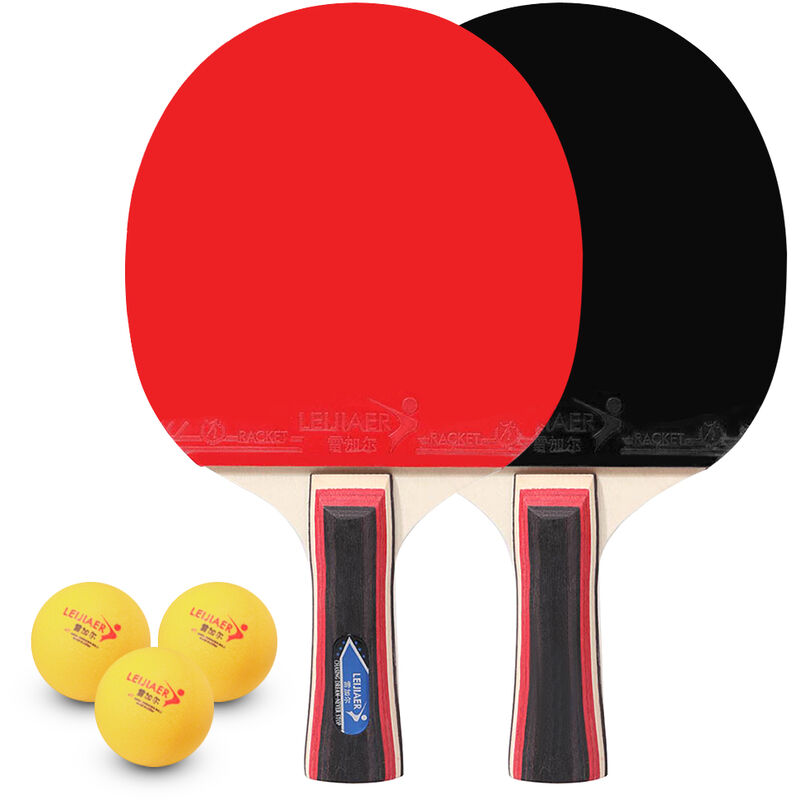 

Mesa de ping pong 2 Set 2 jugador de tenis de mesa murcielagos raquetas con 3 bolas de ping-pong, para los estudiantes principiantes