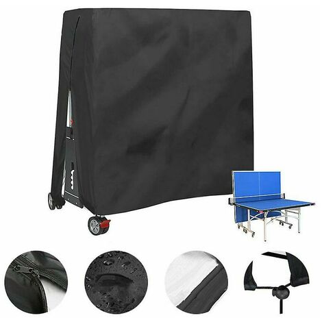 Mesa de ping pong impermeable y a prueba de polvo para exteriores Mesa de ping pong 165 x 70 x 185 cm (Negro)
