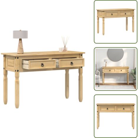 Mesa de pino - vidaXL Mesa consola Corona madera maciza de pino 115x46x73 cm - Mesa de almacenamiento