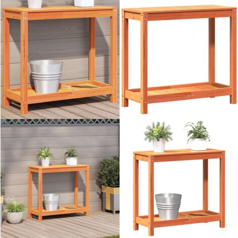 Mesa de plantación y estante madera maciza marrón 82,5x35x75 cm - Estante de madera - Madera maciza