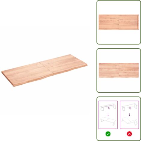 Mesa de repuesto - vidaXL Tablero mesa madera roble tratada marrón claro 160x60x(2-4) cm - Mesa de madera maciza