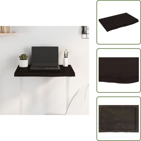 Mesa de repuesto - vidaXL Tablero mesa madera roble tratada marrón oscuro 60x40x(2-4) cm - Madera tratada