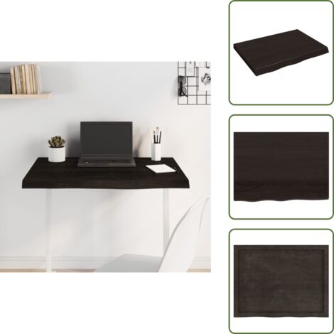 Mesa de repuesto - vidaXL Tablero mesa madera roble tratada marrón oscuro 80x60x(2-6) cm - Mesa de madera tratada