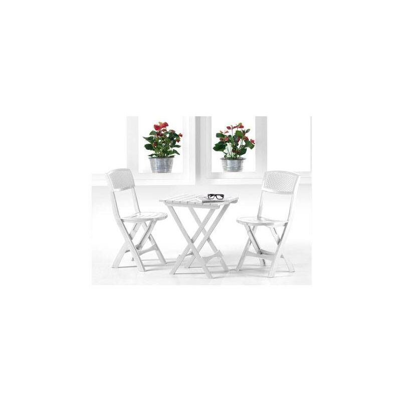 

Mesa de resina Plegable 45x52cm y 2 Sillas Plegables Set Roxy Blanco