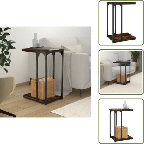 Mesa de roble ahumado - vidaXL Mesa auxiliar madera contrachapada roble ahumado 40x30x60 cm - Mesa industrial