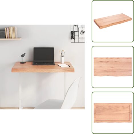 Mesa de roble barnizada - vidaXL Tablero mesa madera roble tratada marrón claro 80x40x(2-6) cm - Mesa de madera maciza