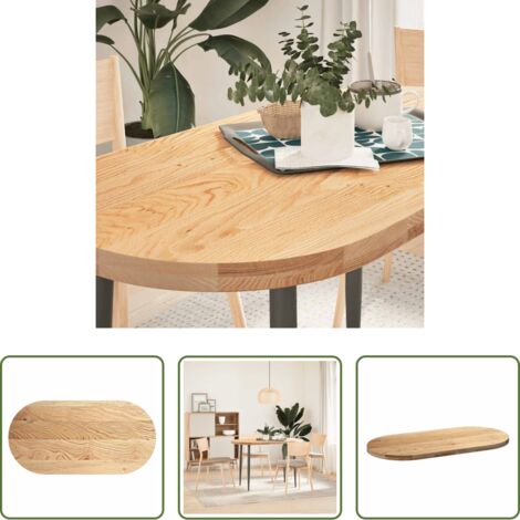 Mesa de roble -  Tablero de mesa ovalado madera maciza de roble 120x60x4 cm