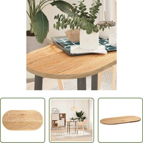 Mesa de roble -  Tablero de mesa ovalado madera maciza de roble 80x40x2 cm