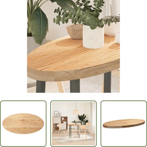 Mesa de roble -  Tablero de mesa ovalado madera maciza de roble 80x40x4 cm