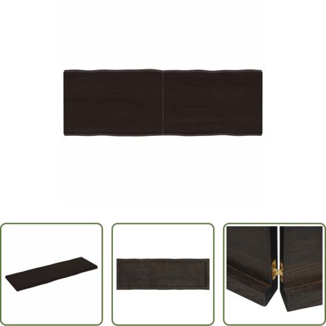 Mesa de roble -  Tablero mesa madera tratada borde vivo marrón 120x40x(2-4) cm