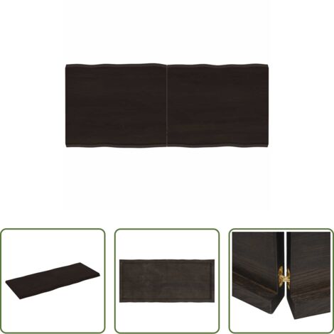 Mesa de roble -  Tablero mesa madera tratada borde vivo marrón 120x50x(2-4) cm