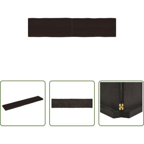 Mesa de roble -  Tablero mesa madera tratada borde vivo marrón 180x40x(2-6) cm