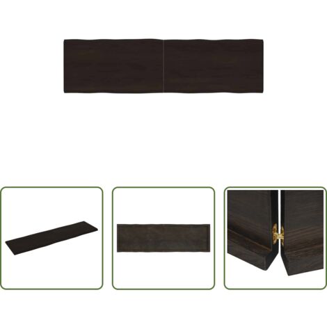Mesa de roble -  Tablero mesa madera tratada borde vivo marrón 180x50x(2-4) cm