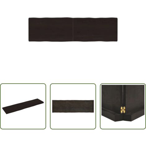 Mesa de roble -  Tablero mesa madera tratada borde vivo marrón 180x50x(2-6) cm