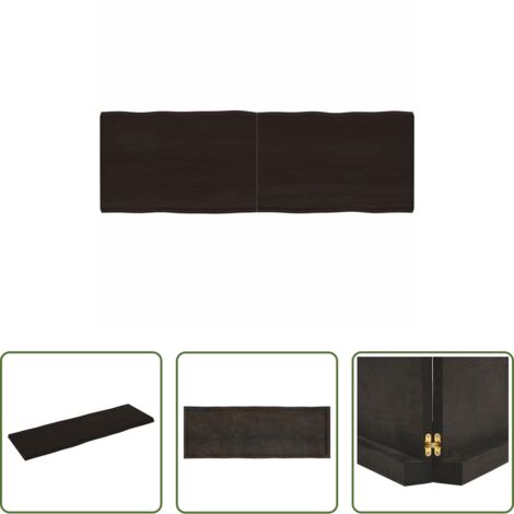Mesa de roble -  Tablero mesa madera tratada borde vivo marrón 180x60x(2-6) cm